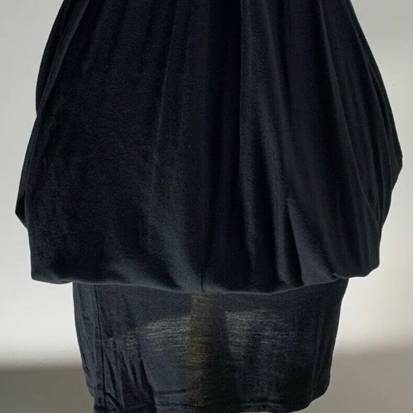 Dorothy Perkins Black Dress Sleeveless Draped Waterfall Knee Length Stretch UK 8 - Picture 6 of 12